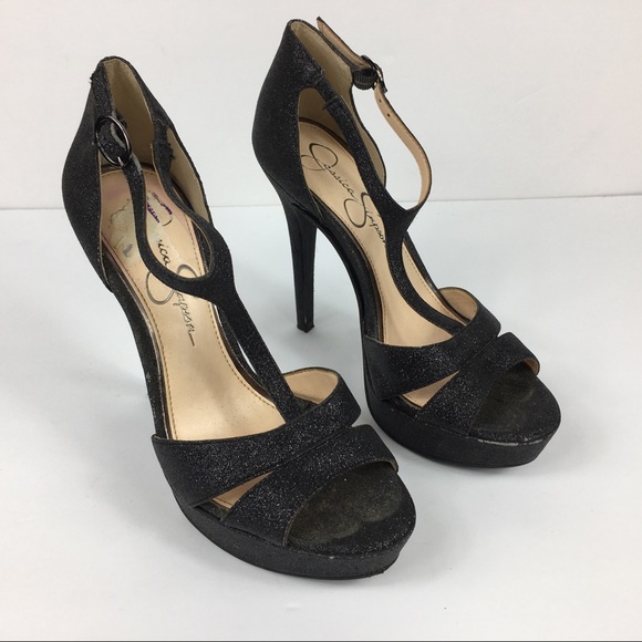 Jessica Simpson Shoes - Jessica Simpson 7 Black Glitter Stilettos Heels